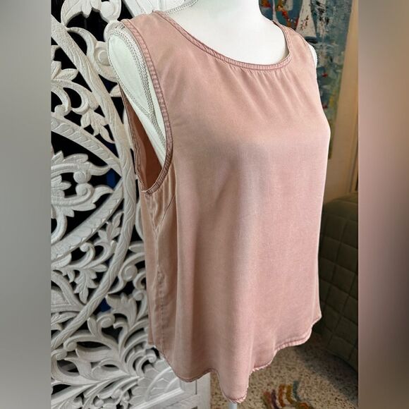 C&C California Sleeveless Button Up the Back Top Vintage Dusty Pink Size L - Picture 3 of 8